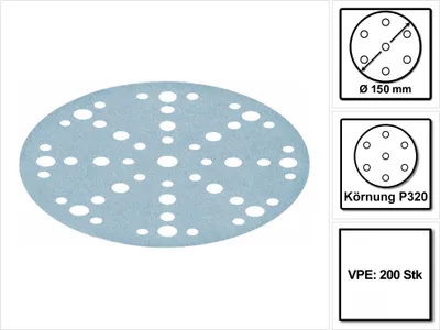 Produktbild von Festool STF D150/48 Schleifscheiben Granat P320 150 mm 200 Stk. ( 2x 575170 ) für RO 150, ES 150, ETS 150, ETS EC 150, LEX 150, WTS 150, HSK-D 150