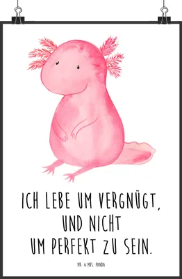 Produktbild von Mr. & Mrs. Panda Bild Axolotl Niedlich DIN A0 - Weiß - Geschenk, drucke, Freundin, Lebensstil, Plakat, Zufrieden, Wanddekoration, wanddeko, Wandbild, Liebe, Fröhlich