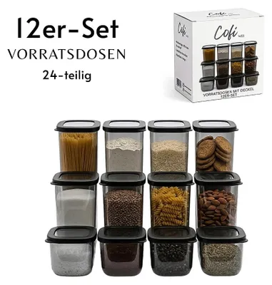 Image de Lot de 12 boîtes de conservation avec couvercles, hermétiques - Organisateur de cuisine, boîtes de rangement sans BPA - Boîtes de conservation empilables pour aliments et préparation de repas