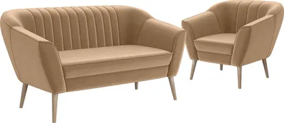Produktbild von MEBLINI Mini Sofa Set 2-1 für Wohnzimmer - Mini Lounge für drei Personen - Küchensofa - Sofa Klein - Sitzgarnitur - Polstergarnitur - Sofagarnituren - KAIA - 2+1 - Beige Samt