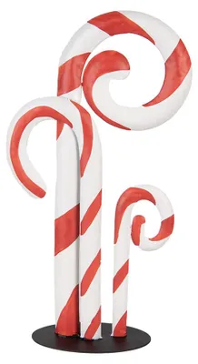 Image de Clayre & Eef Figurine de décoration de Noël canne à sucre 24x11x46 cm blanc rouge métal