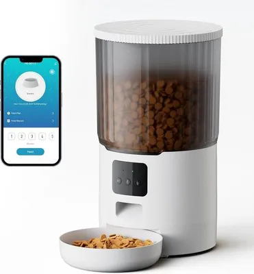 Produktbild von Automatische Futteranlage mit App-Steuerung und Drehverschluss - Programmierbare Futterautomat für Haustiere mit Portionenkontrolle
