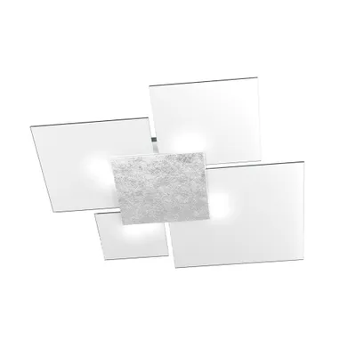 Produktbild von Toplight Rechteckige Deckenleuchte Upgrade 4 Lichter mit GX53 Fassung, silberne und weiße Farbstruktur, modernes Design 91x86x15cm