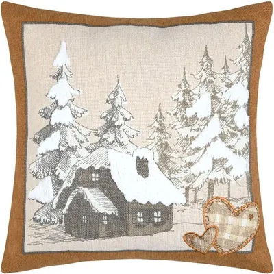 Produktbild von STOF | Kissen - Dekokissen - 45x45 cm - Baumwolle - Weihnachtskissen - Winterwald - braun beige