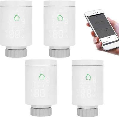 Obrázok produktu pre 4x inteligentný termostat na radiátor Tuya ZIGBEE 3.0, programovateľný termostatický ventil, ovládanie cez aplikáciu, hlasové ovládanie, kompatibilný s Alexou, detekcia otvorenia okna