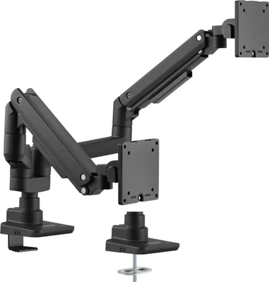 Productafbeelding van Equip 650182: Tafelbeugel voor schermen van 17" tot 49", geschikt voor 2 TFT-schermen (elk maximaal 20 kg), met 360° draaibaar en gasveer. Geschikt voor detailhandel