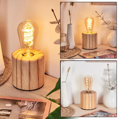 Produktbild von Bibbiena Tischlampe aus Holz in Naturfarben/Schwarz