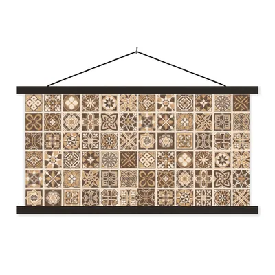 Produktbild von MuchoWow® Textilposter Design - Blumen - Braun - Natur - Vintage 120x60 cm mit schwarzem Rahmen - Dekoration Schlafzimmer