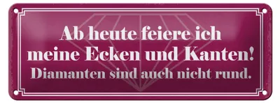 Produktbild von Blechschild Spruch 27x10cm feiere meine Ecken und Kanten Dekoration