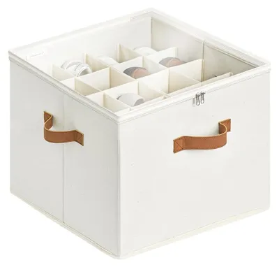 Image de Boîte de rangement chaussures - 16 paires - 45 x 43 x 32 cm - Beige - Couvercle transparent