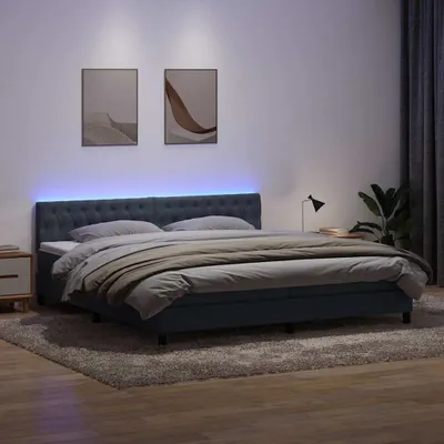 Obrázok produktu pre Maison Exclusive - Posteľný rám boxspring s matracom a LED tmavosivý 180x210 cm zamat