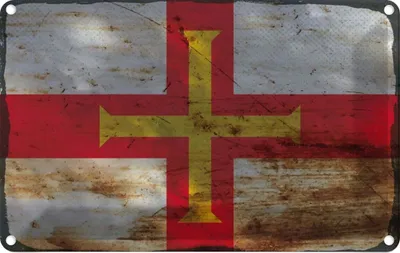 Produktbild von vianmo Blechschild 12x18 cm Guernsey Rost Flagge Fahne Wappen