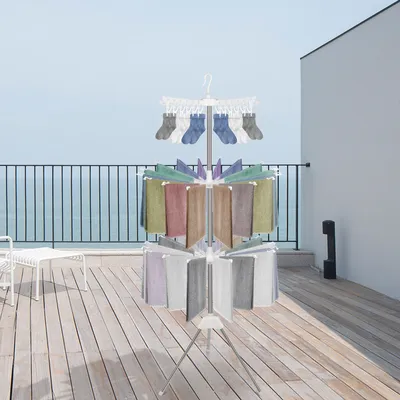 Produktbild von 3 Ebenen Handtuchhalter und Sockentrockner für Wäscheständer Bügelwäscheständer