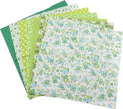 Obrázek produktu pro 7dílná sada patchworkových látek se vzorem, zelená bavlna, na šití, scrapbooking, quiltování a ruční práce (50 x 50 cm)
