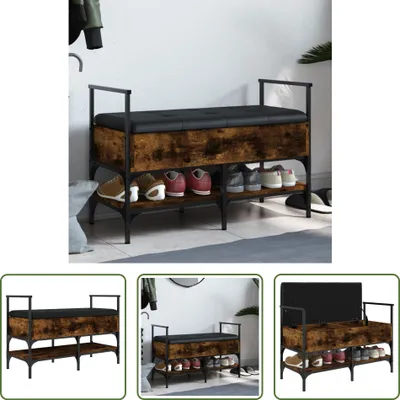 Obrázek produktu pro The Living Store Lavice na boty kouřový dub 85,5x42x57,5 cm materiál na bázi dřeva