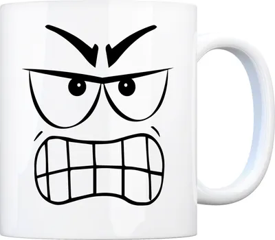 Produktbild von Tassengesichter Kaffeebecher mit aggressives Gesicht Motiv Tasse Kaffeebecher