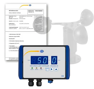 Produktbild von PCE Instruments PCE-WSAC 50-321, Meteorologisch, Tasse, 0 - 50 m/s, m/s, km/h, 3%, LCD