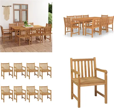 Produktbild von vidaXL 9 tlg. Garten Essgruppe Massivholz Teak - Garten Essgruppe - Outdoor Essgruppe - Essgruppe - Essgruppen
