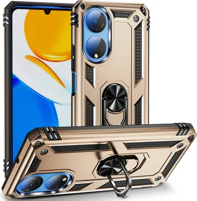Produktbild von Honor X7 Hülle, Dual Layer Robust Militäre Schutzhülle mit Ringhalterung Ständer für Honor X7 Gold