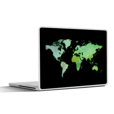 Produktbild von MuchoWow® Laptop Aufkleber Sticker Cover Weltkarte - Grün - Aquarell 25x18 cm - Laptop-Deko