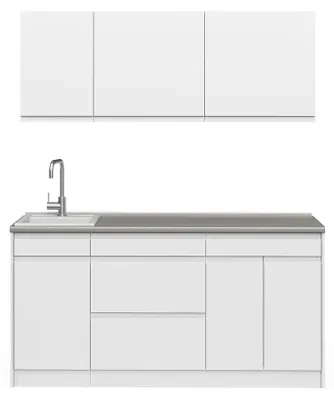 Image de Cuisine Vicco R-Line Blanc/Blanc 160cm plan de travail Satin, Model 70567
