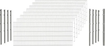 Produktbild von Doppelstabmattenset Typ 6/5/6 inkl Pfosten mit 1 Eckpfosten mit Klemmhalter 163 cm x 20 m, feuerverzinkt