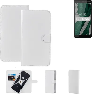 Produktbild von K-S-Trade Handy Hülle Schutz Hülle kompatibel mit Nokia 1 Plus Cover Case Bookstyle Bumper weiß 1x