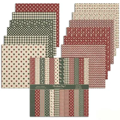 Productafbeelding van Kerst Plakboekpapier Set van 24 Dubbelzijdige Vellen