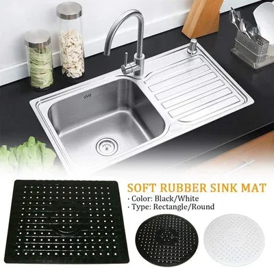Produktbild von Gootsteenmat, rechtegoontype, inlegmat, afdruipmat, beschermt oppervlak, gootsteenbescherming, zwart, rechthoekig, maatwerkmat