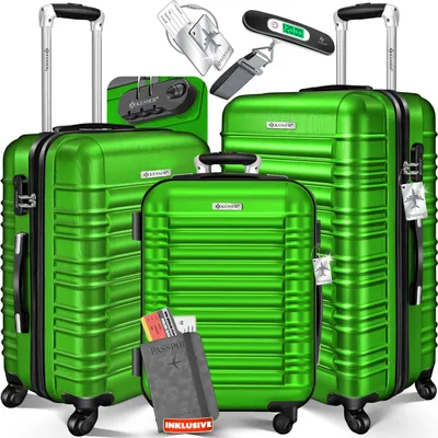 Produktbild von KESSER® 3tlg. Hartschalenkofferset Hartschalenkoffer Reisekoffer Set Reisekofferset Trolley Koffer Inkl. Kofferwaage + Gepäckanhänger Rollkoffer Schloss 4 Rollen ABS-Hartschale Teleskopgriff M-L-XL