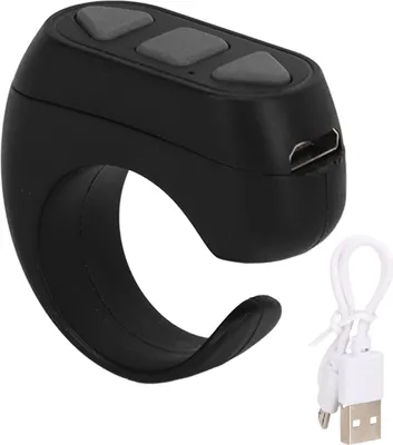 Immagine prodotto di Telecomando Bluetooth app lato Turner telefono anello TV romana girare clic come dispositivo selfie ZL 03 Nero