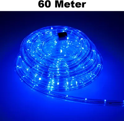 Produktbild von Trade-Shop LED Lichtschlauch Komplett Set mit Zubehör Lichterkette Beleuchtung Blau 60 Meter F3 LED für Drinnen/Draußen Weihnachten Beleuchtung Dekoration Lichterschlauch