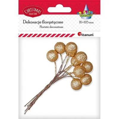 Produktbild von Drucik z kulką 15mm złotą brokatową 10szt