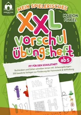Produktbild von Mein spielerisches XXL Vorschul-Übungheft ab 5: Fit für den Schulstart! Buchstaben und Zahlen schreiben lernen inkl. Schwungübungen