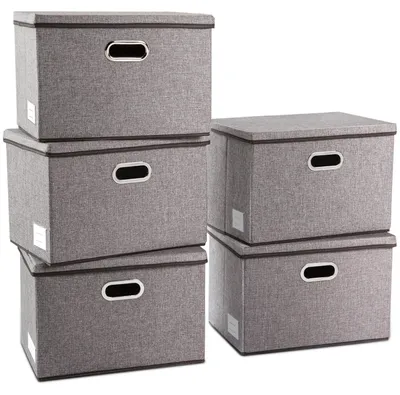 Produktbild von Große Aufbewahrungsbox mit Deckel, faltbare Aufbewahrungsboxen, Aufbewahrungskorb mit Griff, dekorative Stapelboxen, Organizer