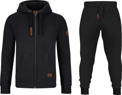 Produktbild von O'Poppy Jogginganzug Herren 2-teilig mit Lederpatches und Kapuze schwarz