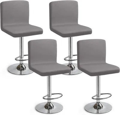 Produktbild von Famanu Barhockerbezüge Set von 4 - Grau, mit Rückenlehne, abnehmbar und waschbar
