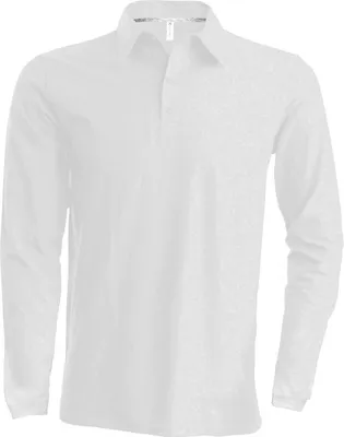 Produktbild von Kariban Herren Polo-Shirt Langarmshirt Poloshirt Langarm Polohemd, Größe:XL, Farbe:Weiß