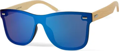 Produktbild von styleBREAKER Uni Monoglas Nerd Sonnenbrille mit Bambus Bügeln und Polycarbonat Glas, Retro Style 09020112