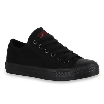 Produktbild von Mytrendshoe Damen Sneakers Sportschuhe Schnürer Schuhe 94237, Farbe: Schwarz Schwarz, Größe: 43