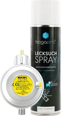 Produktbild von GOK Caravanregler 30 mbar 1,2 kg/h + Bogapro Lecksuchspray