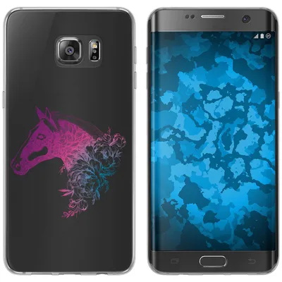 Produktbild von PhoneNatic Case kompatibel mit Samsung Galaxy S7 Edge Silikon-Hülle Floral Pferd M5-6
