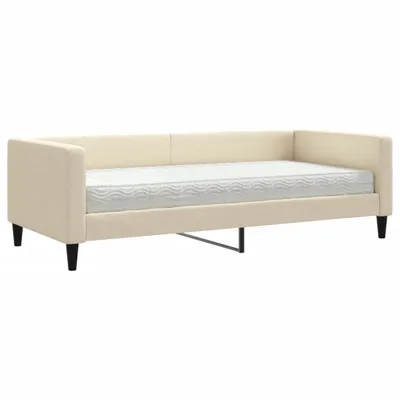 Immagine prodotto di vidaXL Letto da giorno con materasso crema 90x200 cm in tessuto