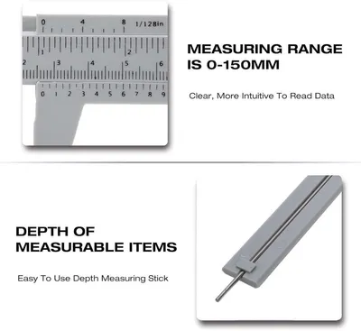 Messinstrument Kunststoff - Präzise Messung - Nonius Design - 150 MM - Weiß