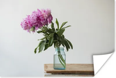 Produktbild von MuchoWow® Poster Rosa Pfingstrosen in einer blauen Vase 30x20 cm - Plakate - Print