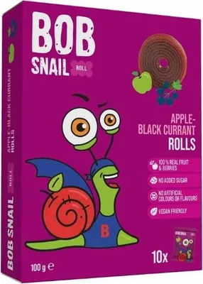 PRZEKĄSKI ROLL JABŁKO - CZARNA PORZECZKA BEZ DODATKU CUKRÓW BEZGLUTENOWE 100 g - BOB SNAIL