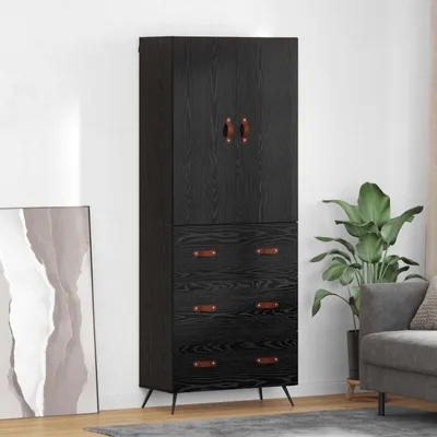 Immagine prodotto di vidaXL Credenza nera look rovere 69,5 x 34 x 180 cm materiale a base di legno
