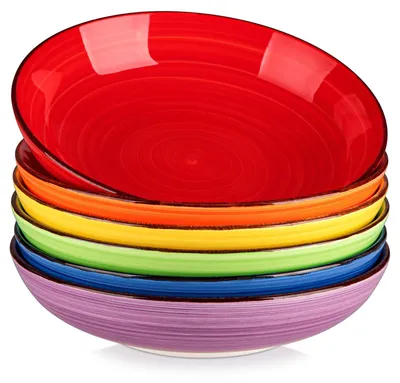 6er-Set Pasta-Schalen aus Steingut, 24,5 cm, mehrfarbig