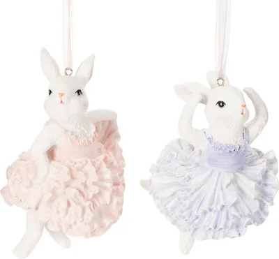 Produktbild von Bezaubernde Hasenfiguren im Ballerina-Design als dekorative Anhänger, 2 Stück
