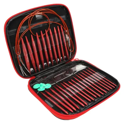 Rundstricknadel-Set, 13 Paar, Alu/Kunststoff, 4 Kabel, Tasche